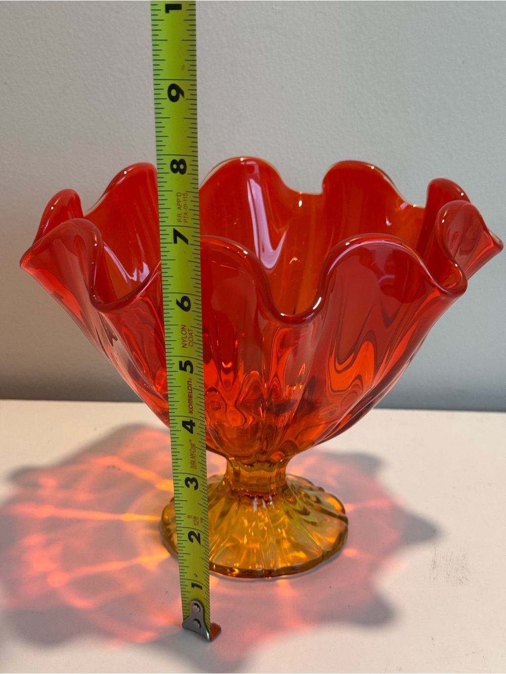L.E. SMITH Simplicity Flame Amberina Hankerchief VASE / BOWL 7" Tall Mid Century - Picture 5 of 5